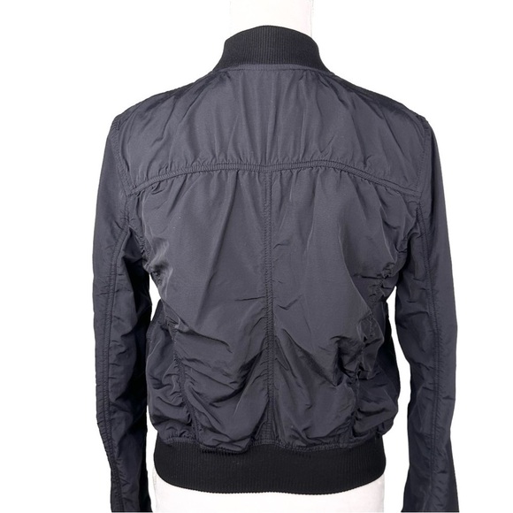 Vince black ruched bomber jacket pockets ribbed neck cuffs small - Picture 9 of 16
